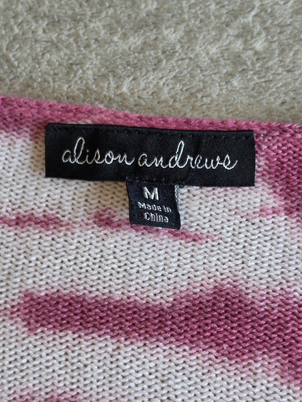 Alison Andrews Pink Tie-Dye V-Neck Sweater Y2K Vibe Size:M - Picture 5 of 7